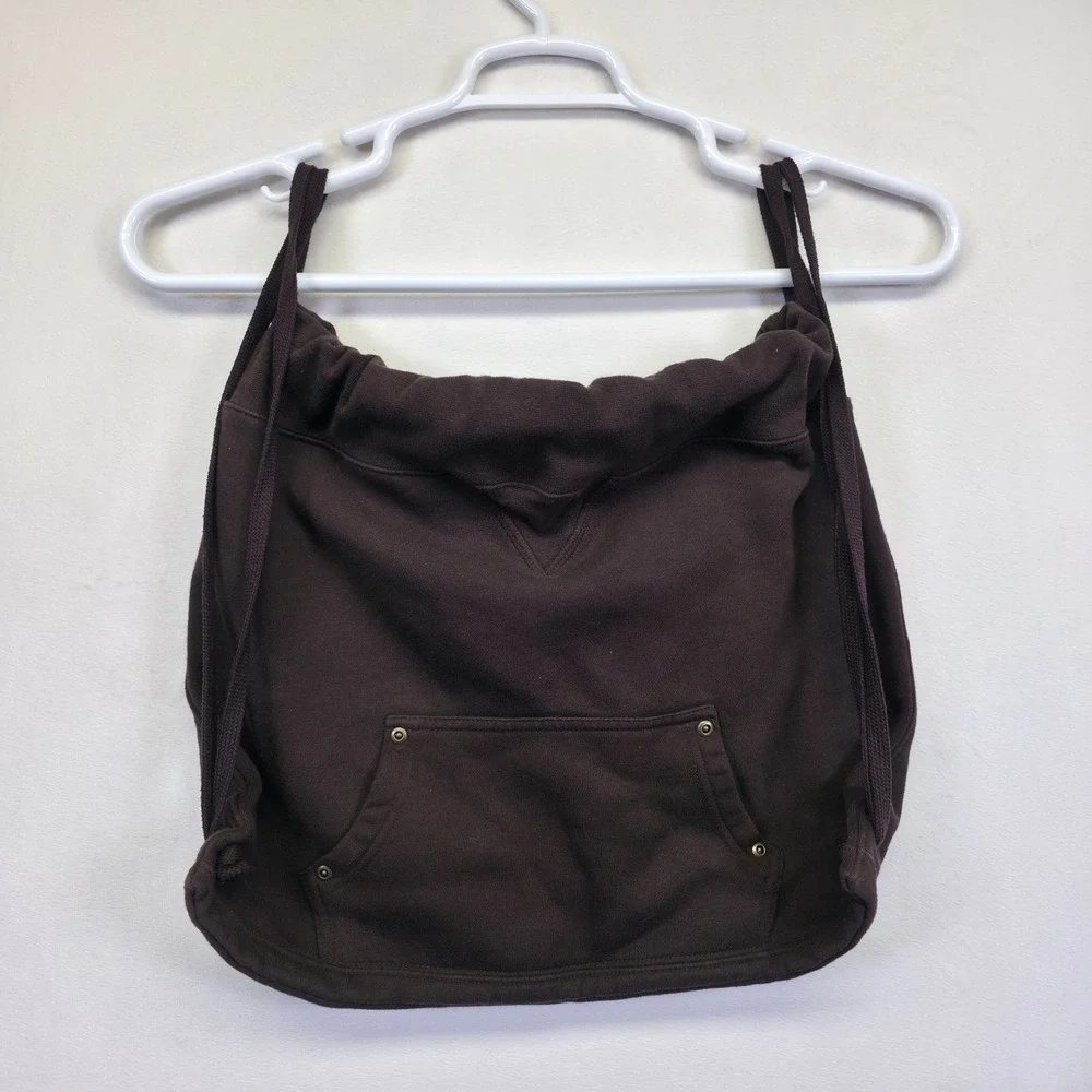 Mickey Mouse Drawstring Backpack Brown Walt‎ Disney Fleece Lined Cartoon Vintage